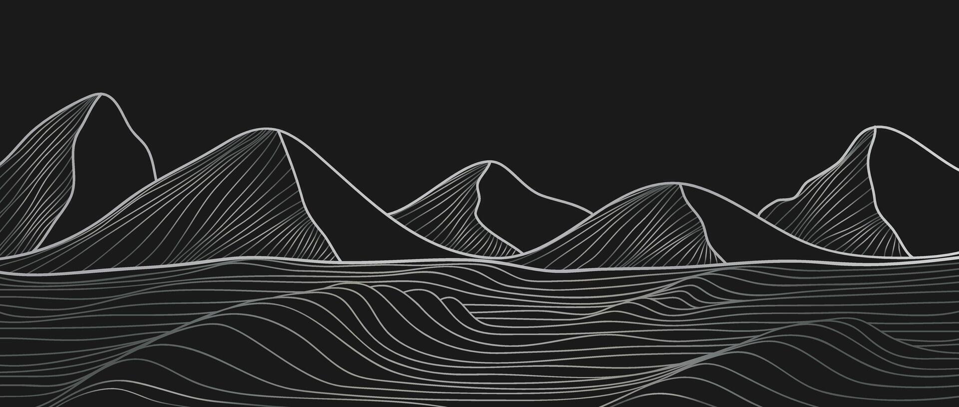 Mountain line arts illustration. Abstract mountain contemporary aesthetic backgrounds landscapes. use for print art poster, cover, banner vector