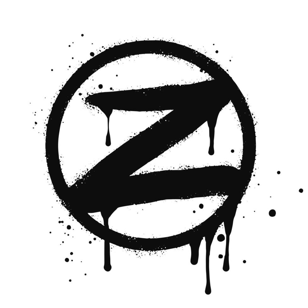 Graffiti spray font alphabet black on white. Sprayed Z letter drops. isolated on a white background vector
