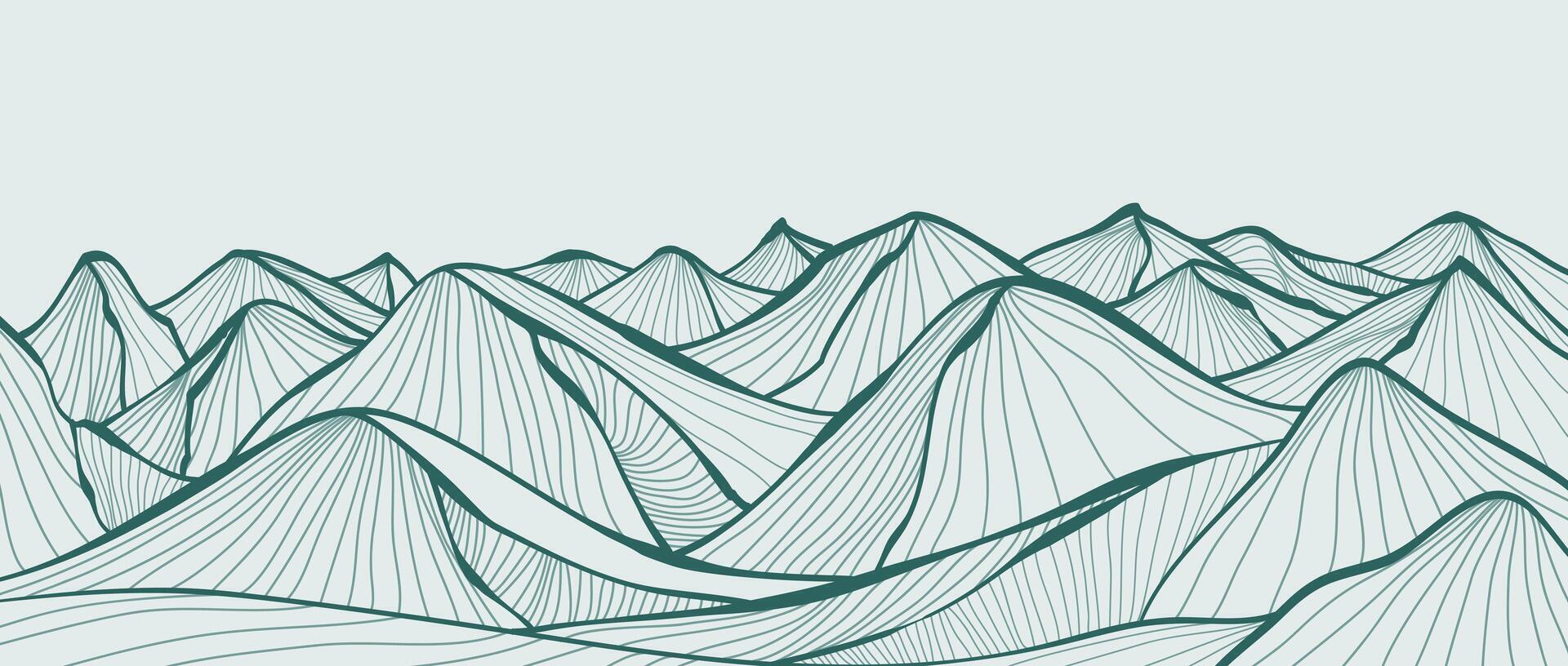 Mountain line arts illustration. Hand drawn style. Abstract mountain contemporary aesthetic backgrounds landscapes. use for print art poster, cover, banner vector