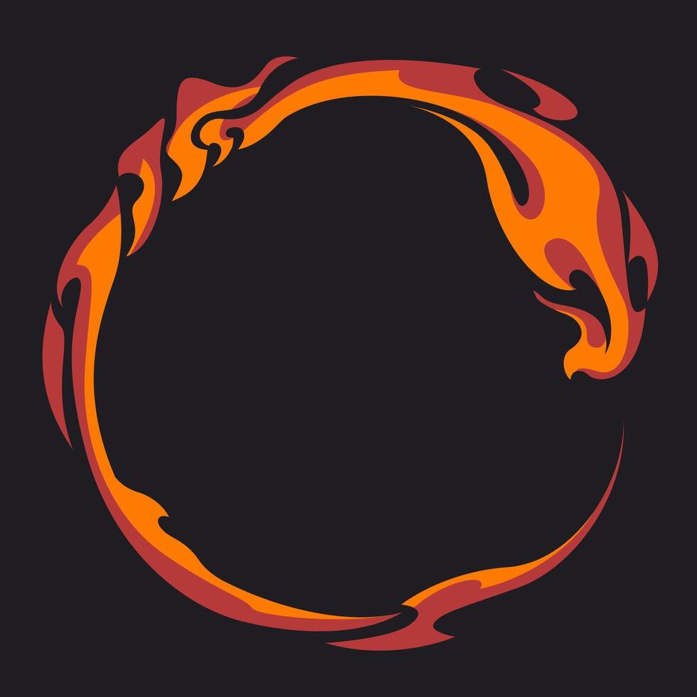 Red flaming letter o shaped circle fire vector