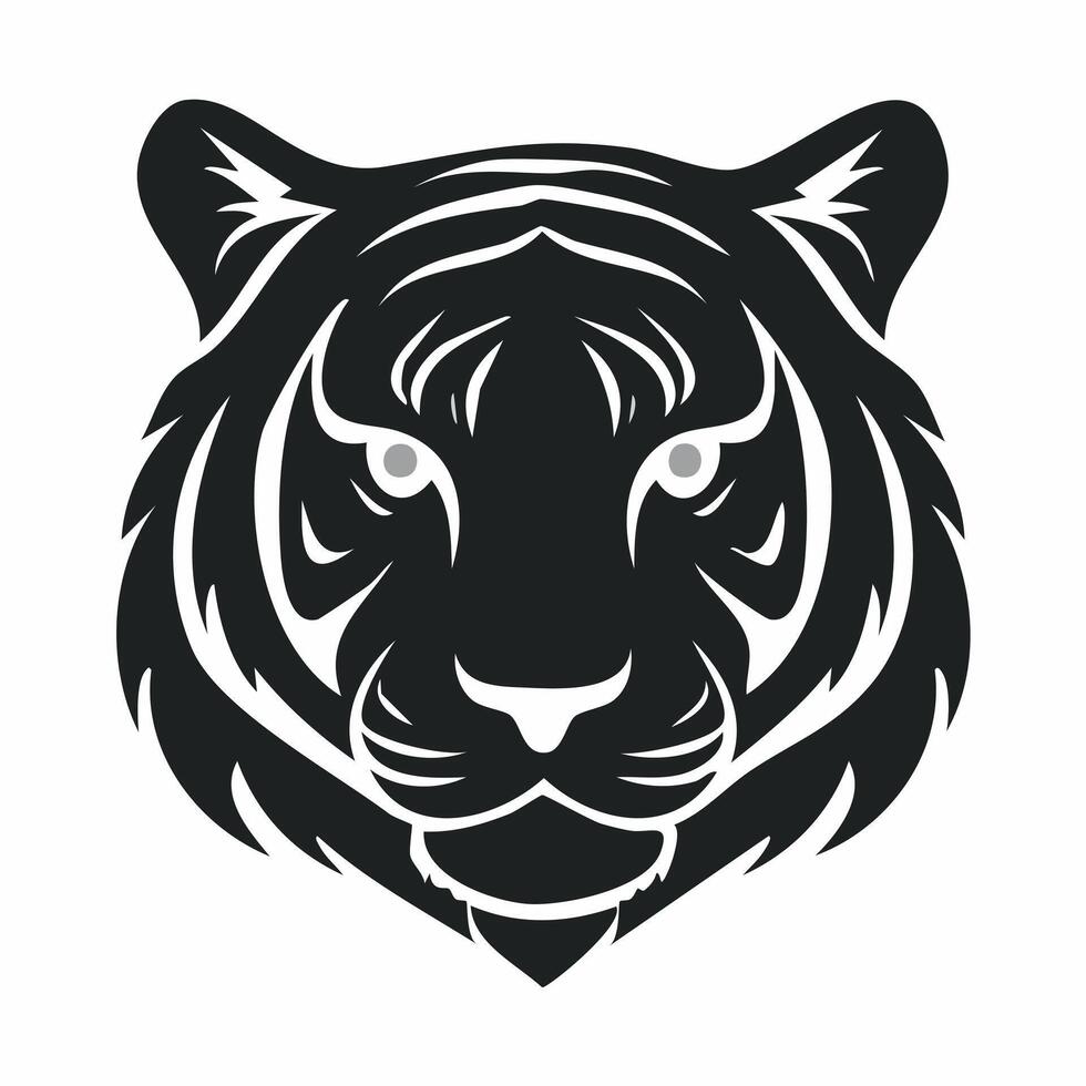 Tiger Logo - Minimalist Flat Black Silhouette Logogram for Brand Identity vector