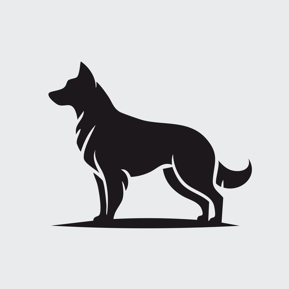 Dog Logo - Minimalist Flat Simple Black Silhouette Logogram for Identity vector