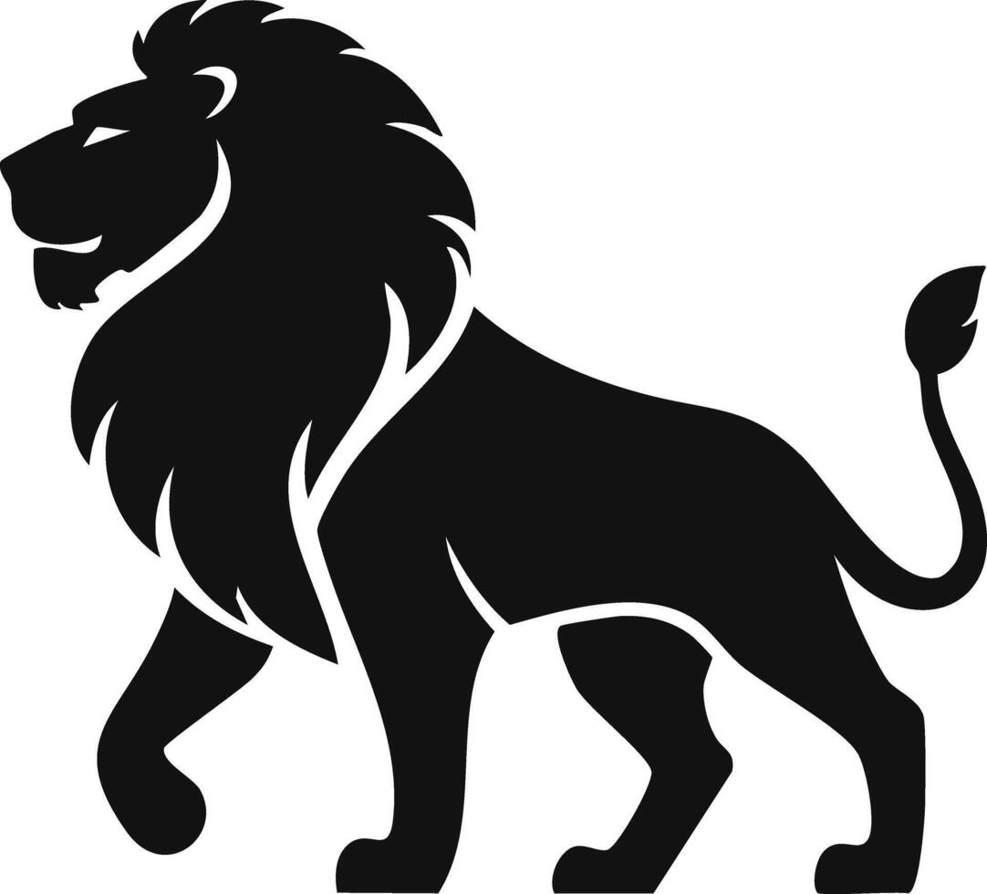 Lion Logo - Minimalist Flat Simple Black Silhouette Logogram for Brand vector