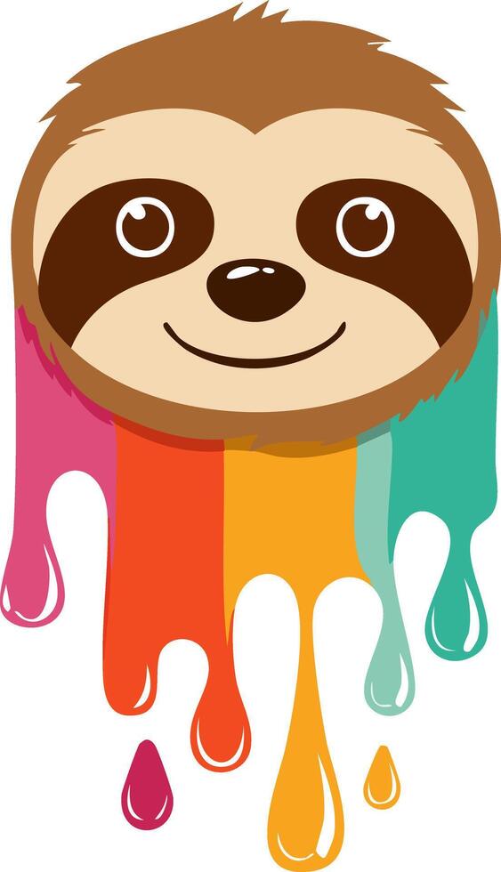 Portrait of Cute Sloth with Fluid Dripping - Animal Mammal Wildlife vector