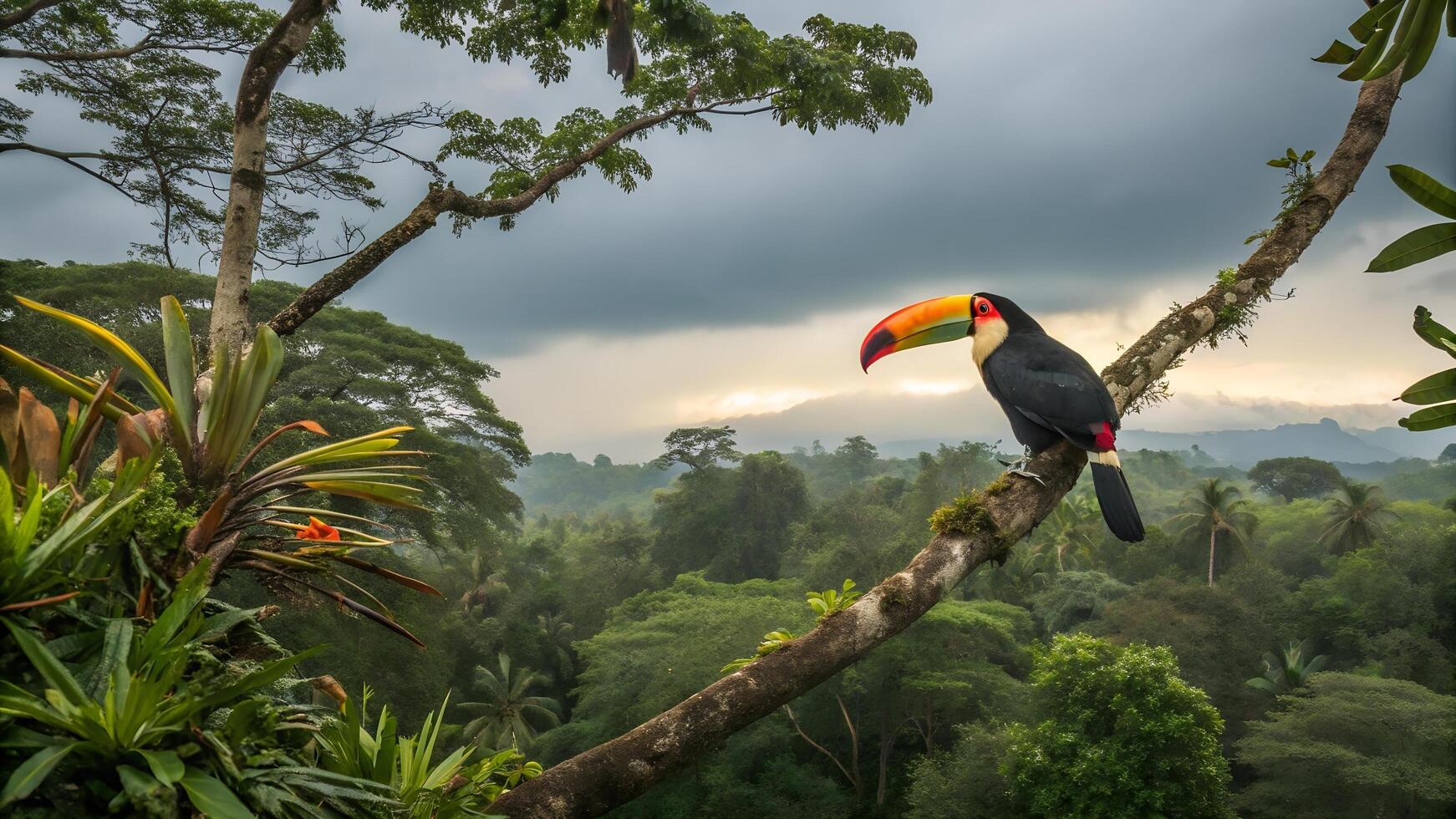Toucan sitting on a branch photo