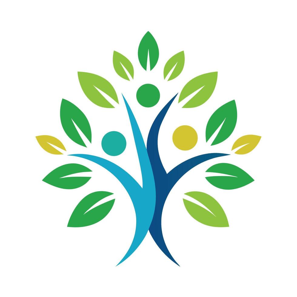 Vibrant Green Tree Of Life Logo Design With People, Family, Nature, Health, Growth, Community, Ecology vector