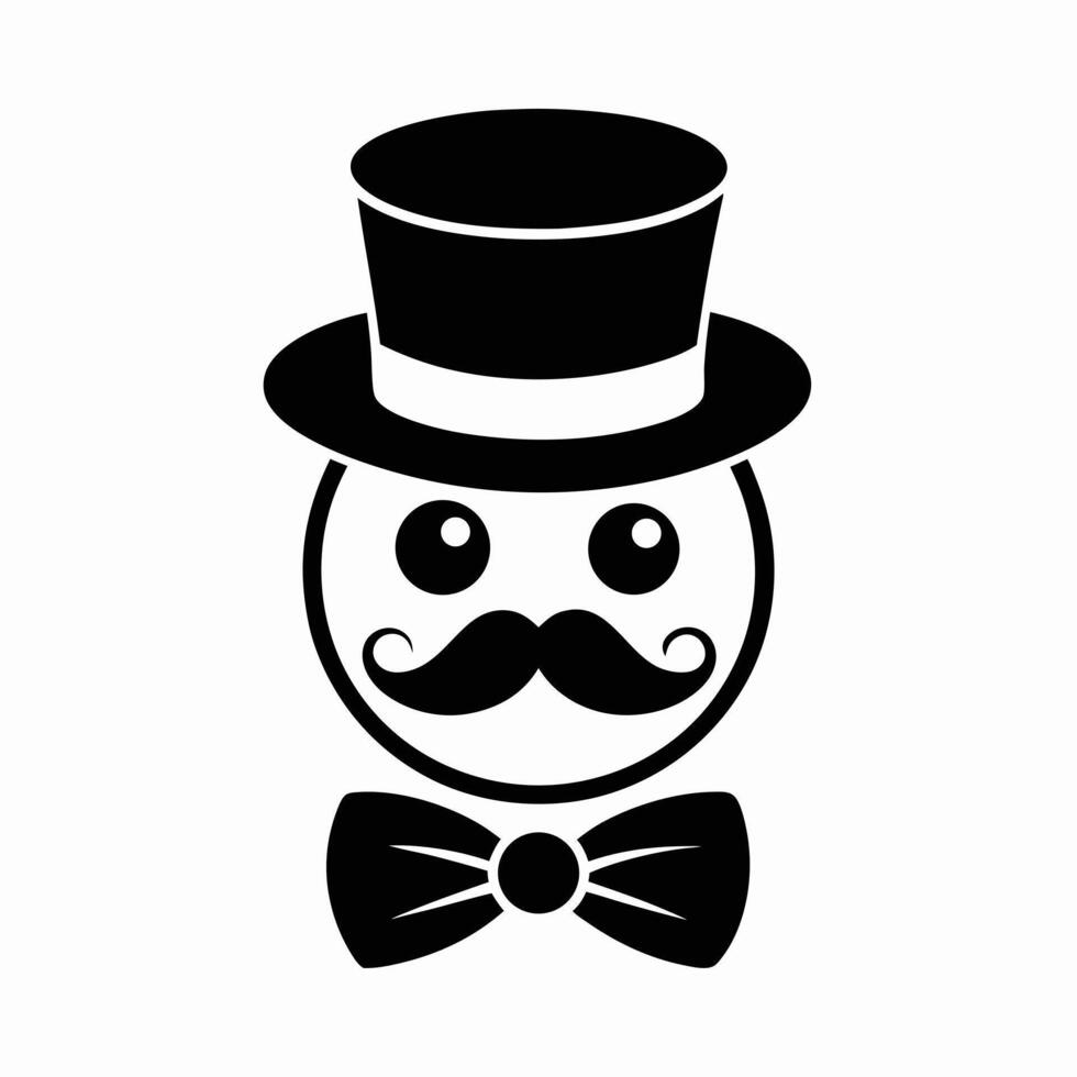 Mustache Man Cartoon Emoji With Top Hat And Bow Tie vector
