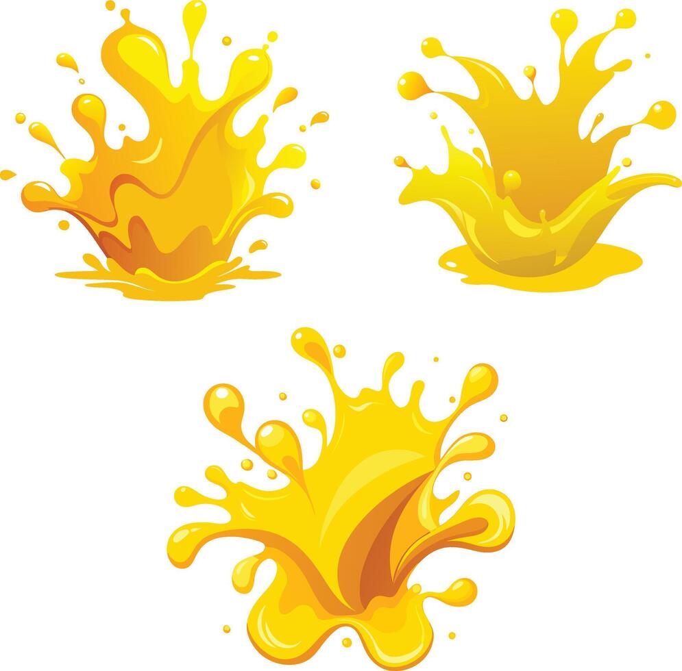Vibrant Yellow Juice Splashes vector