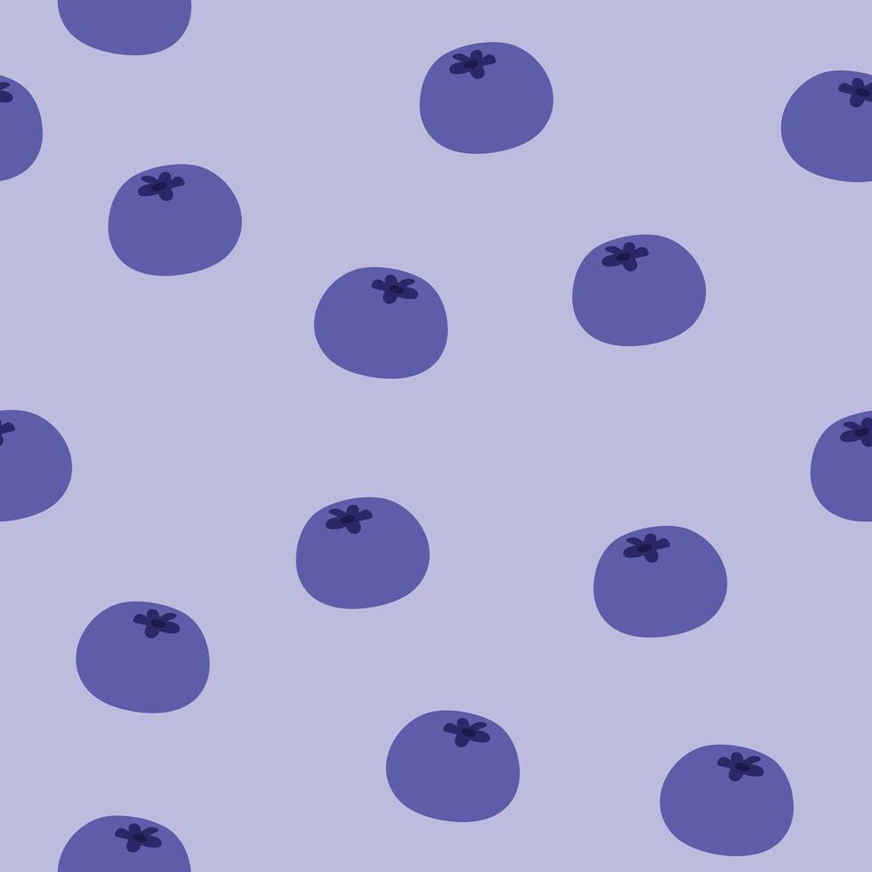 Seamless Blueberry Fruit Pattern, Cute Minimal Flat Illustration on Purple Background for Fabric and Food Design. Illustration 10 eps. vector