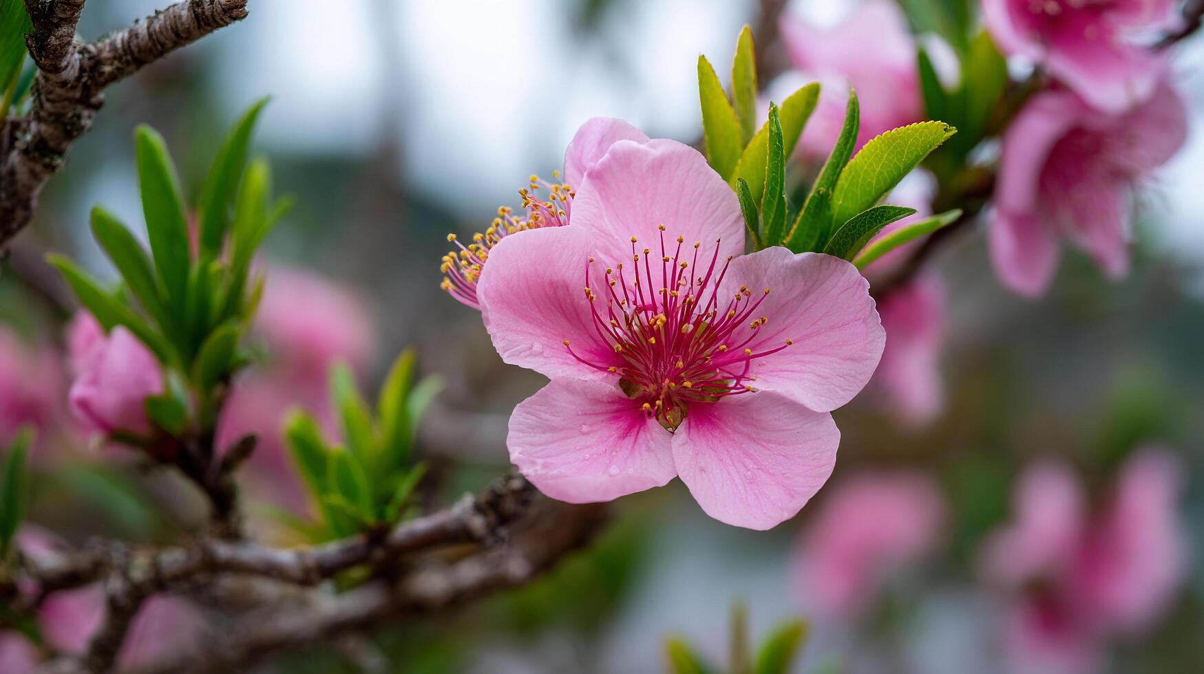 Macro flower close up with dreamy blurred background emphasizing nature beauty photo