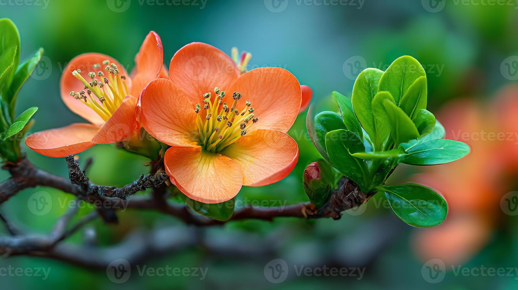 Blooming tree flower in focus with sunlit background emphasizing nature beauty photo