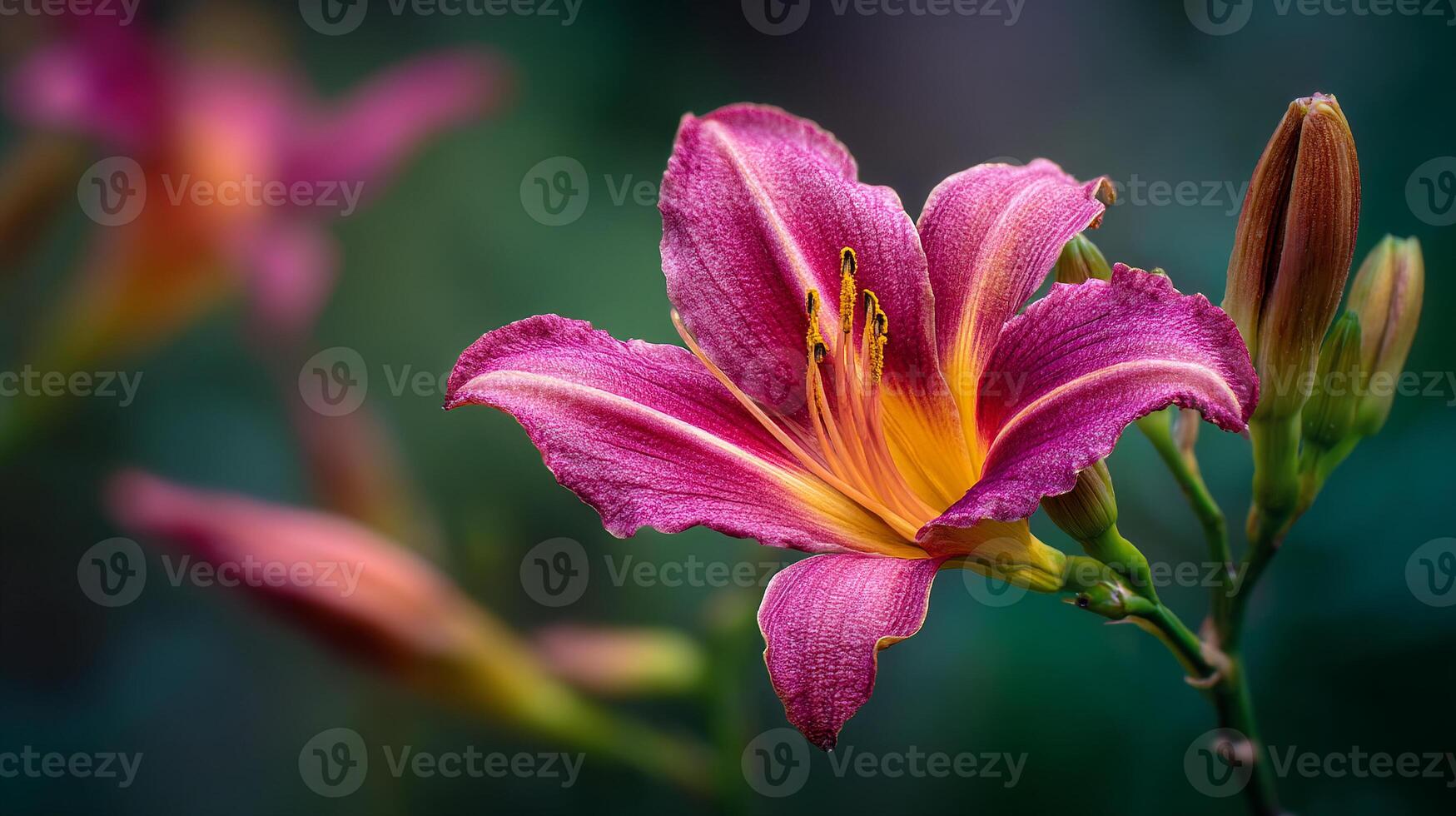 Outdoor flower with sunlight natural scenery background blur photo