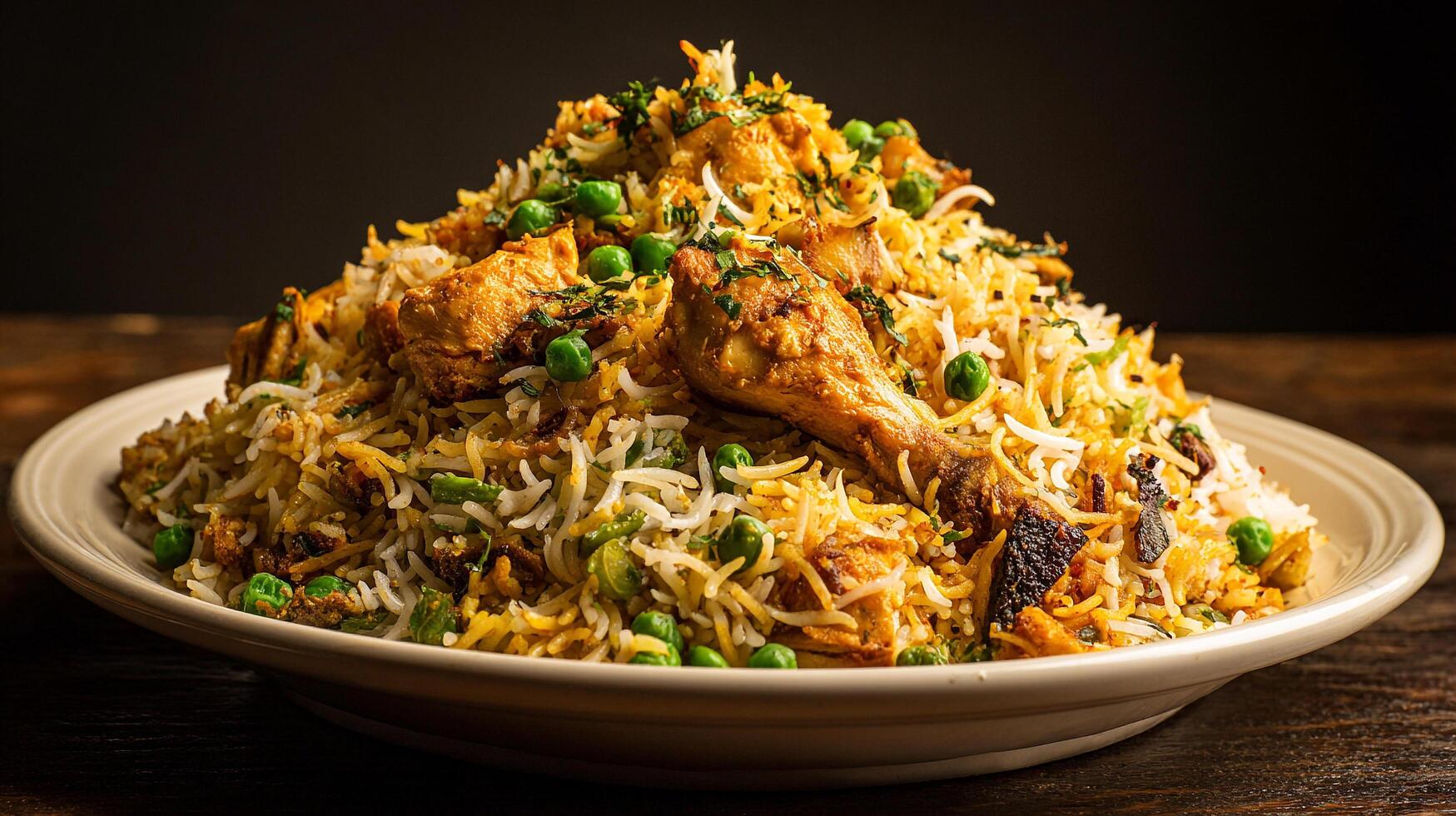 Hot biryani dish captured in high quality food photo setup
