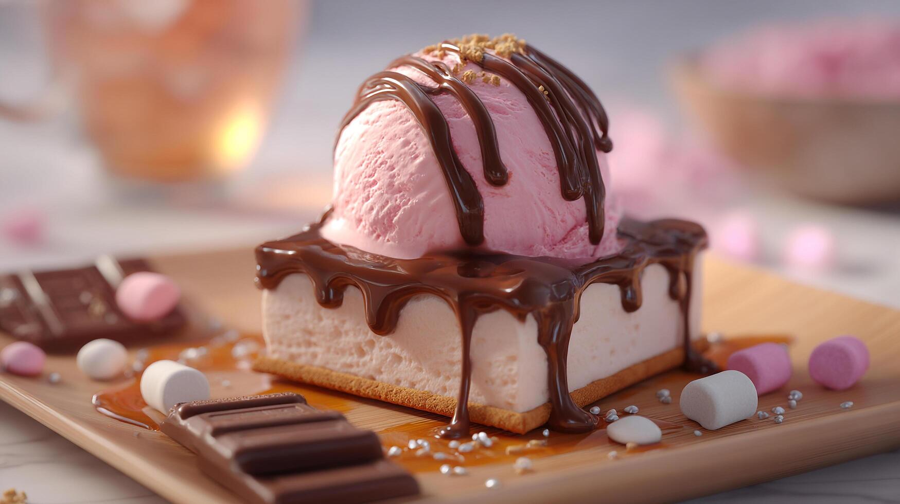Minimalistic dessert image with smooth sweet finish photo