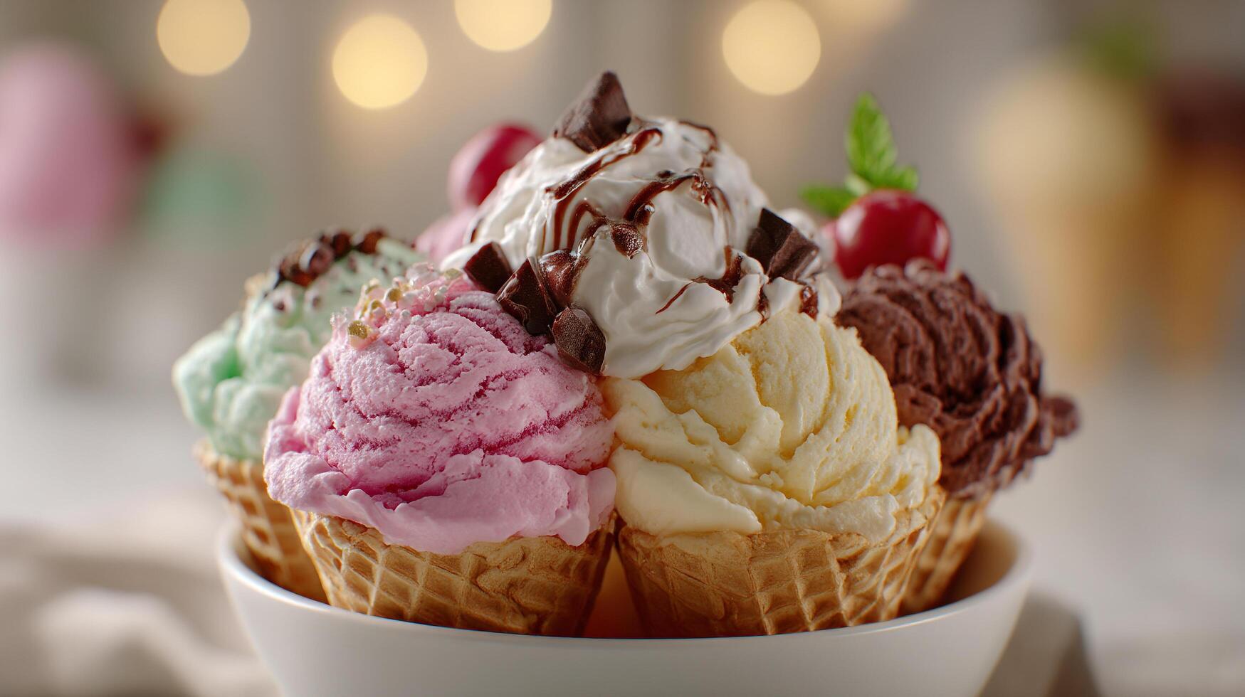 Ice cream in sweet soft style lighting image photo