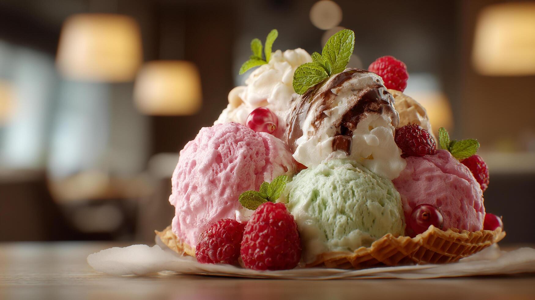 Frozen dessert image with colorful candy photo