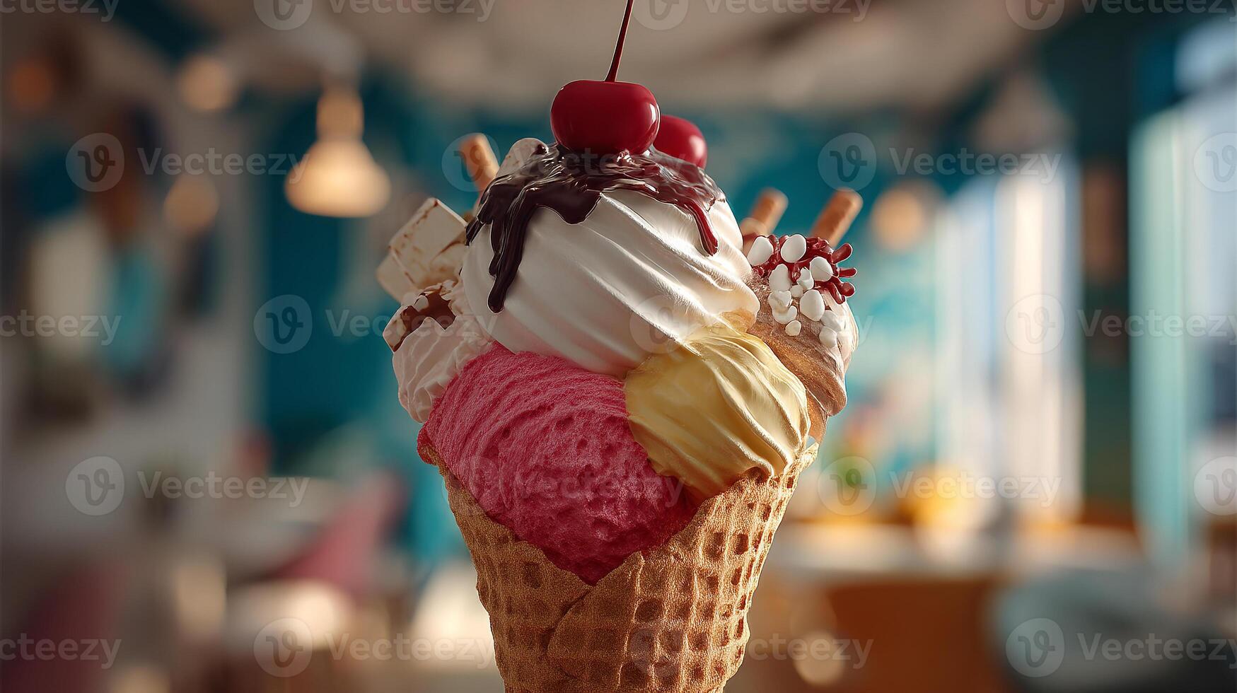 Creamy frozen dessert with natural light balance image photo