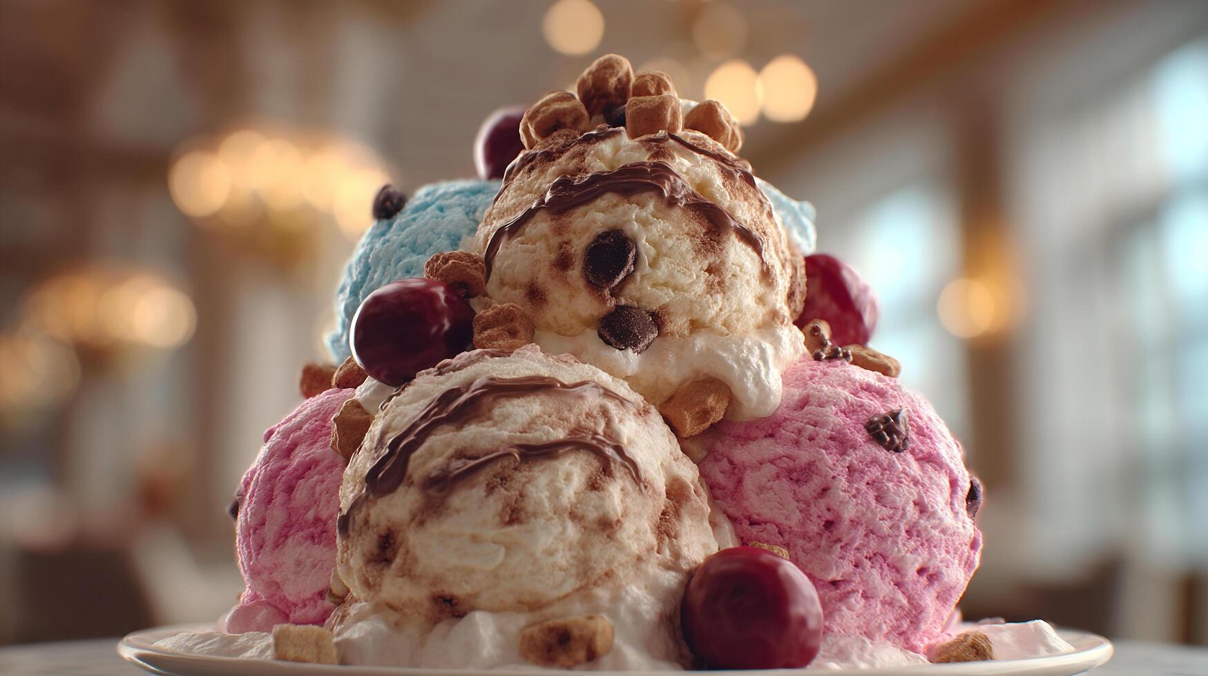 Dessert scoops with rich soft color lighting image photo