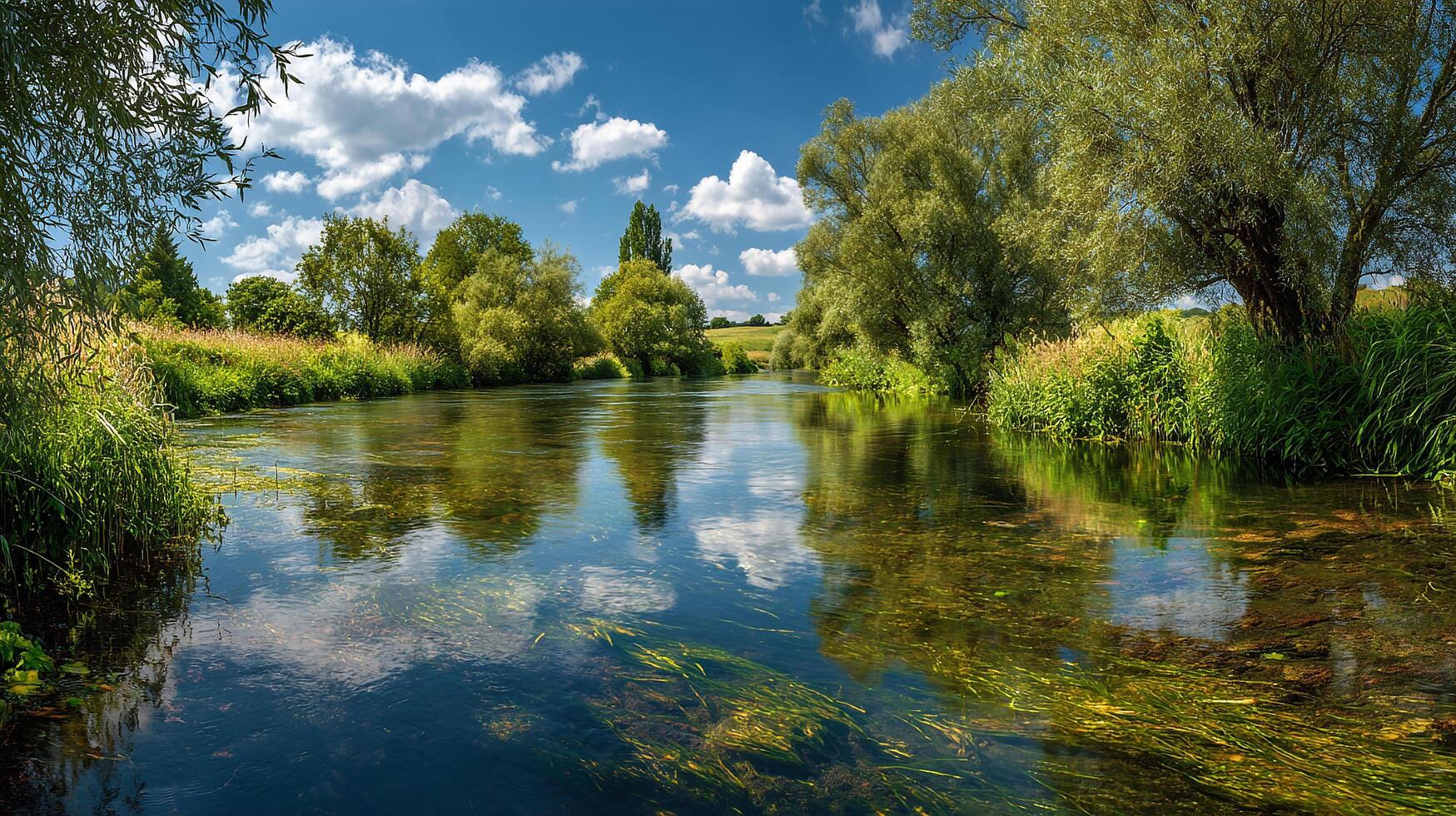 Photorealistic summer background view with clear skies photo