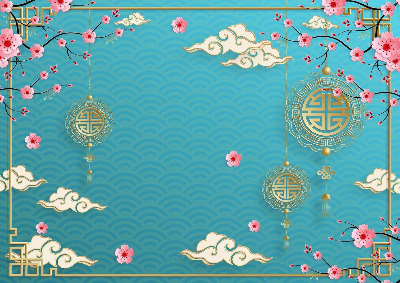 Floral design with clouds and patterns vector