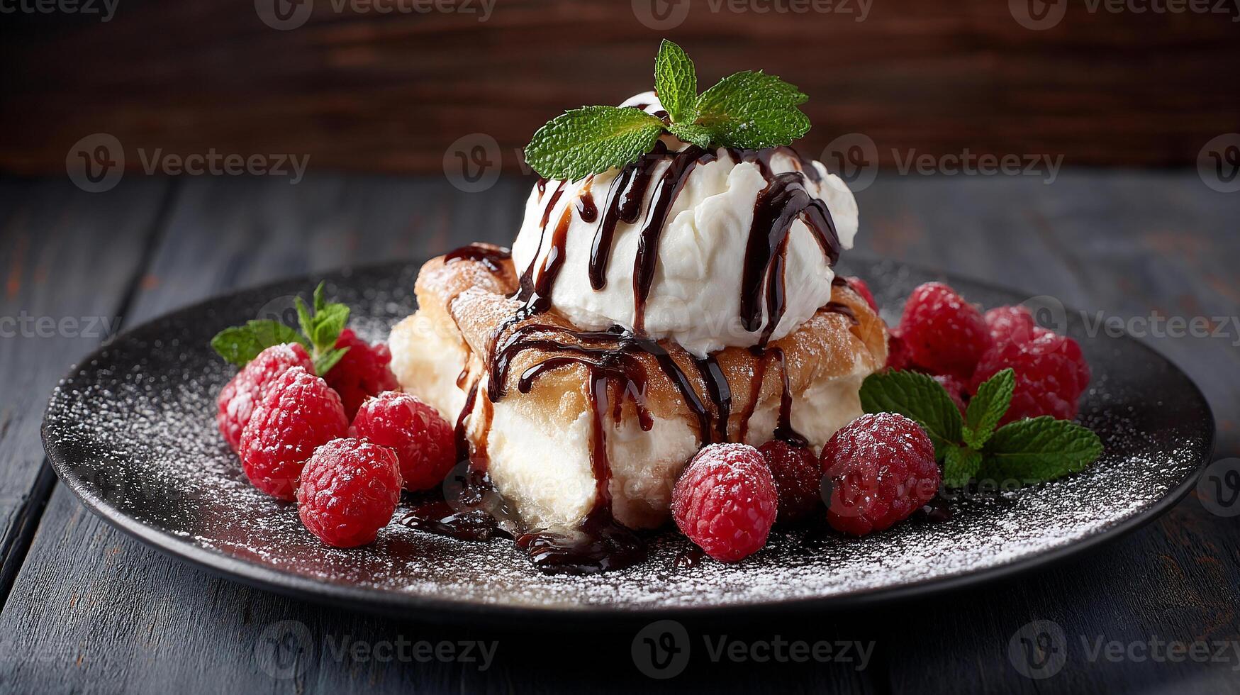 High-resolution photo of tasty textured dessert on plate