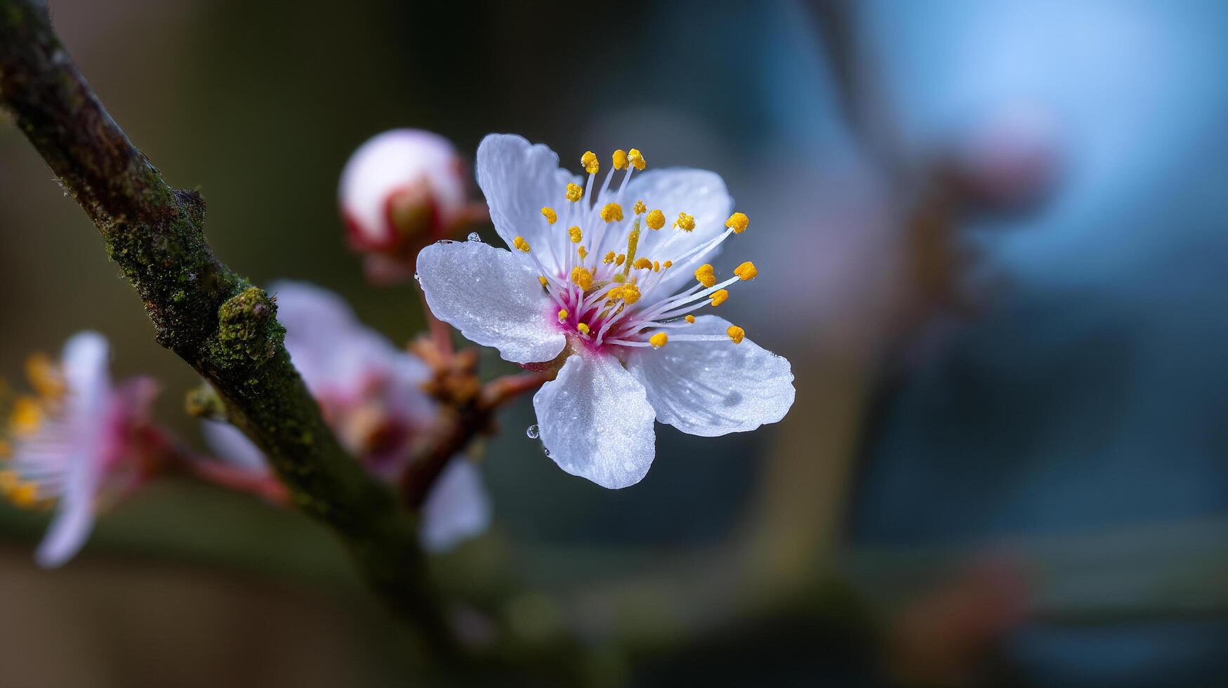 Close up spring photo of flower with vivid blur