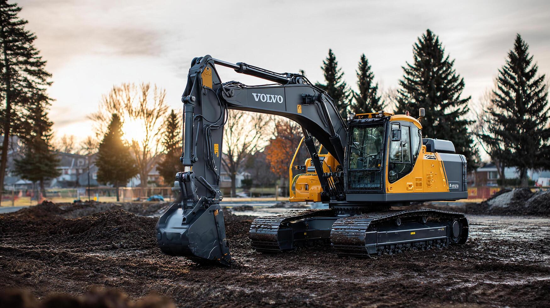 Excavator photo with vivid textures and lighting