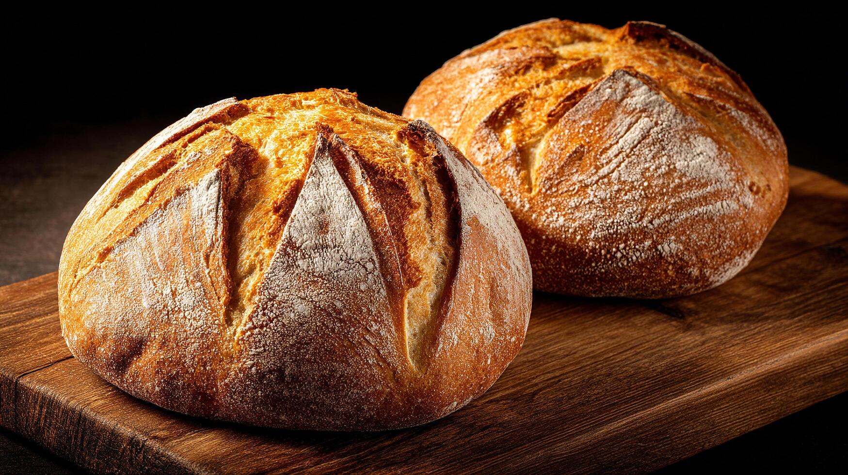 Artisan bread on kitchen table bread photo in warm window light