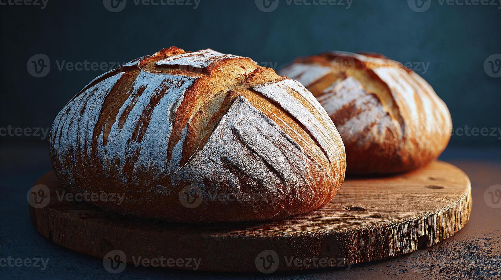 Artisan bread bread photo with crust detail under warm ambient light