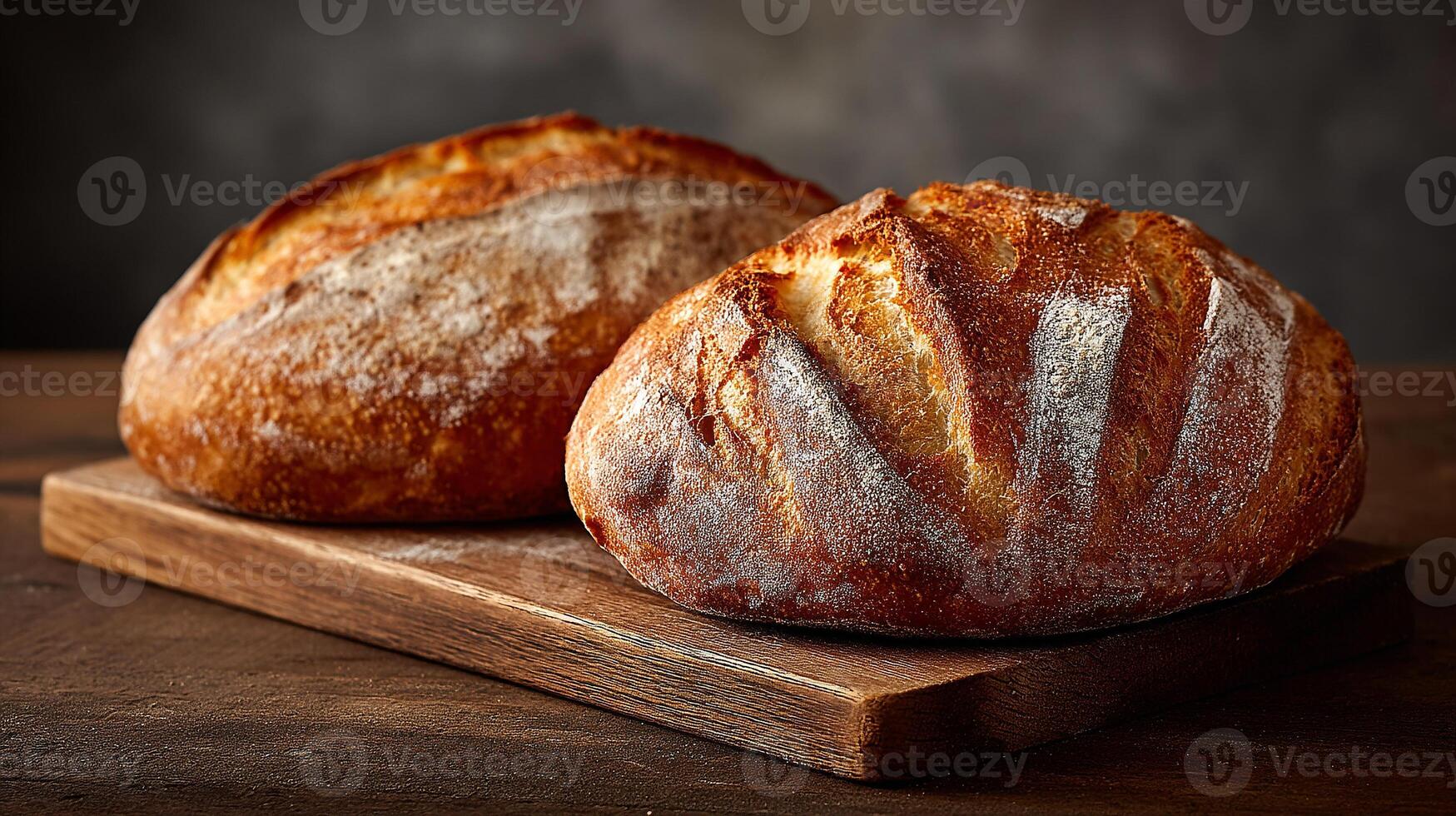 Artisan bread glowing bread photo with life on wood surface