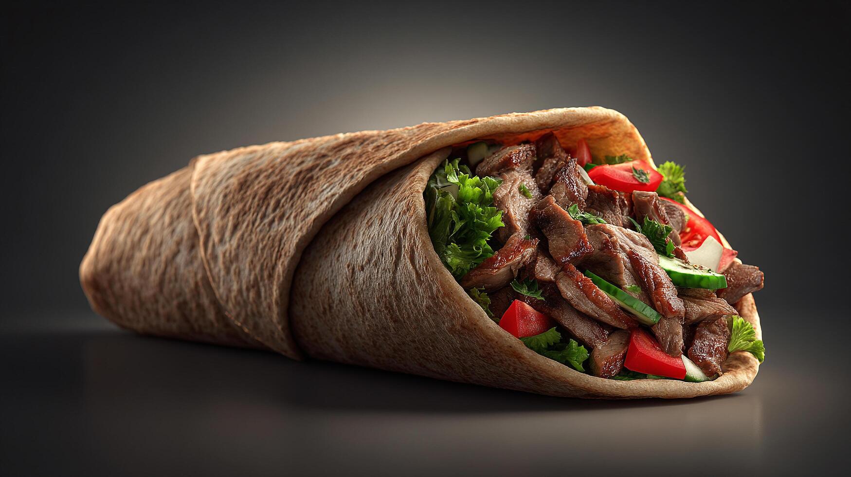 Ultra detailed shot of chicken beef shawarma photography photo
