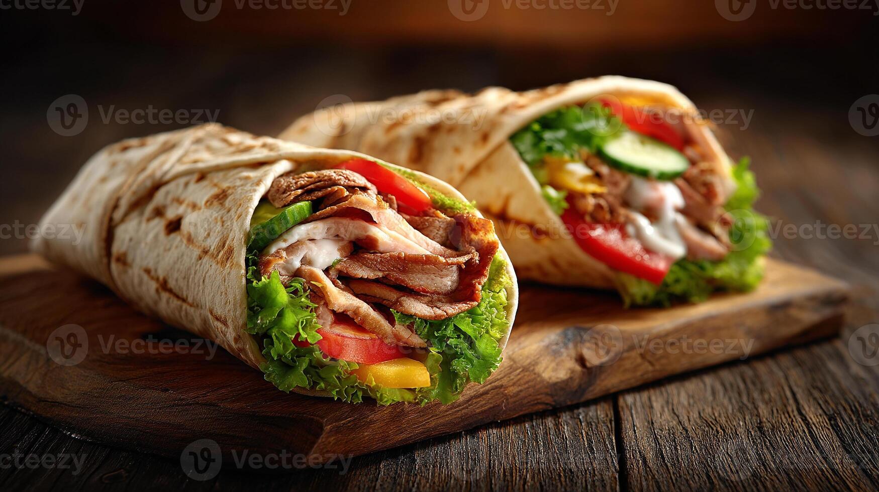 Crisp detailed image of shawarma with fillings photo