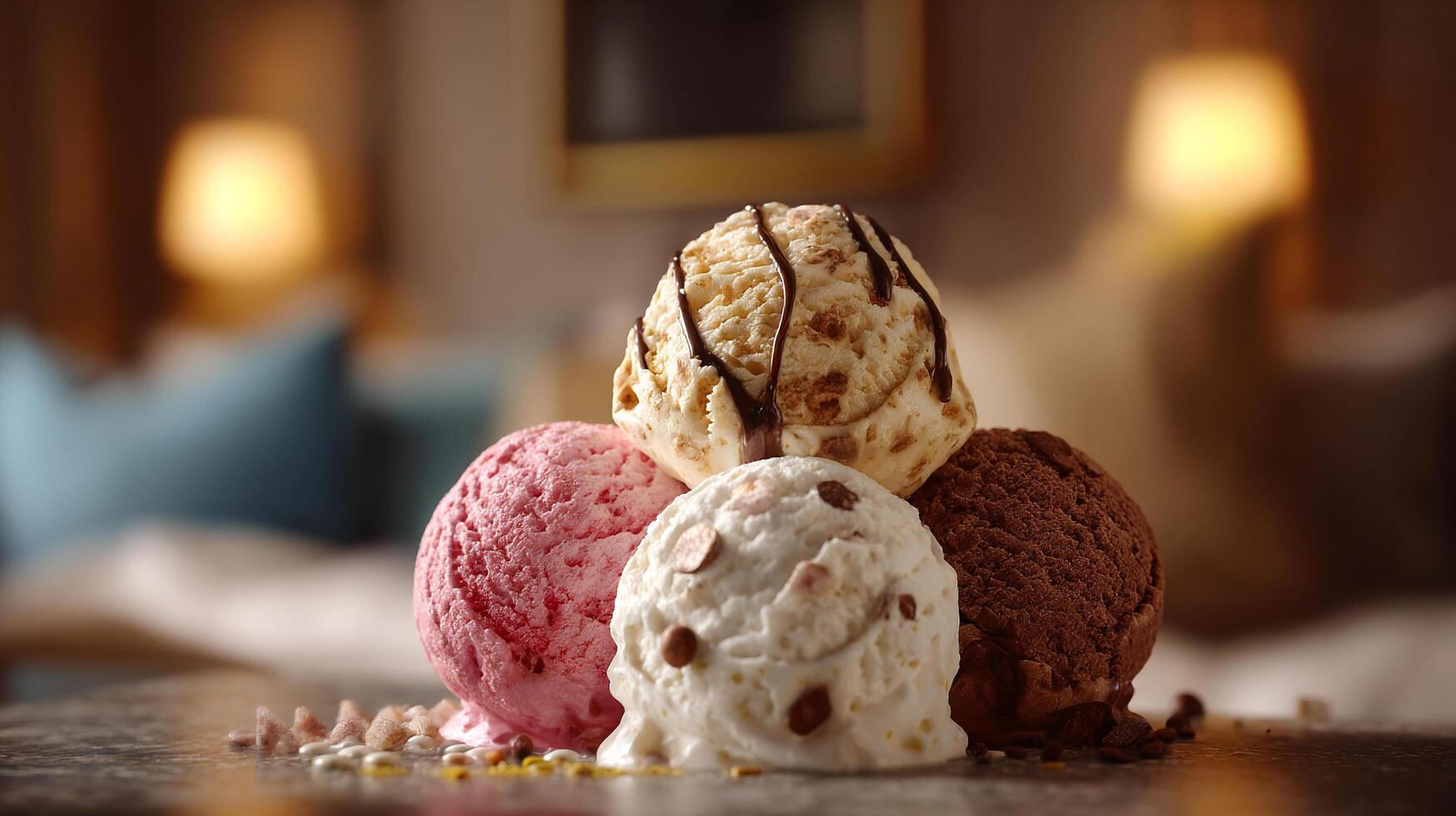 Frozen sweet delight ice cream photo in soft creamy focus