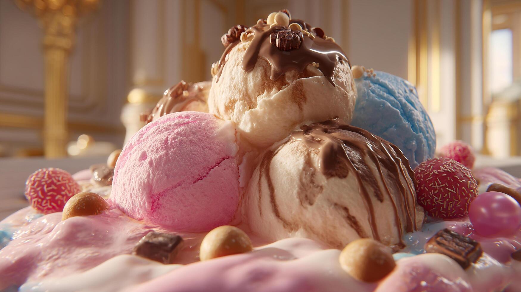 Natural creamy ice cream photo with textured sweet layers