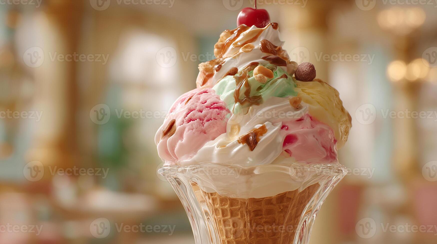 High detail ice cream photo of frozen dessert in soft lighting