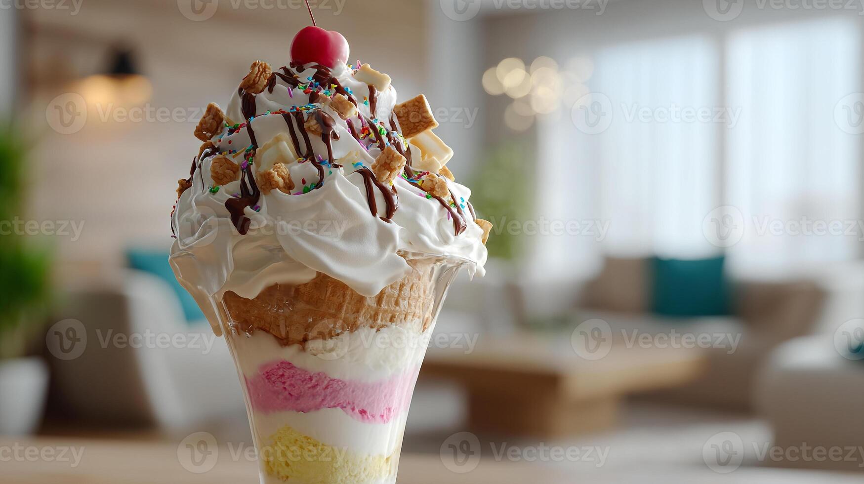 Ice cream photo in realistic creamy form