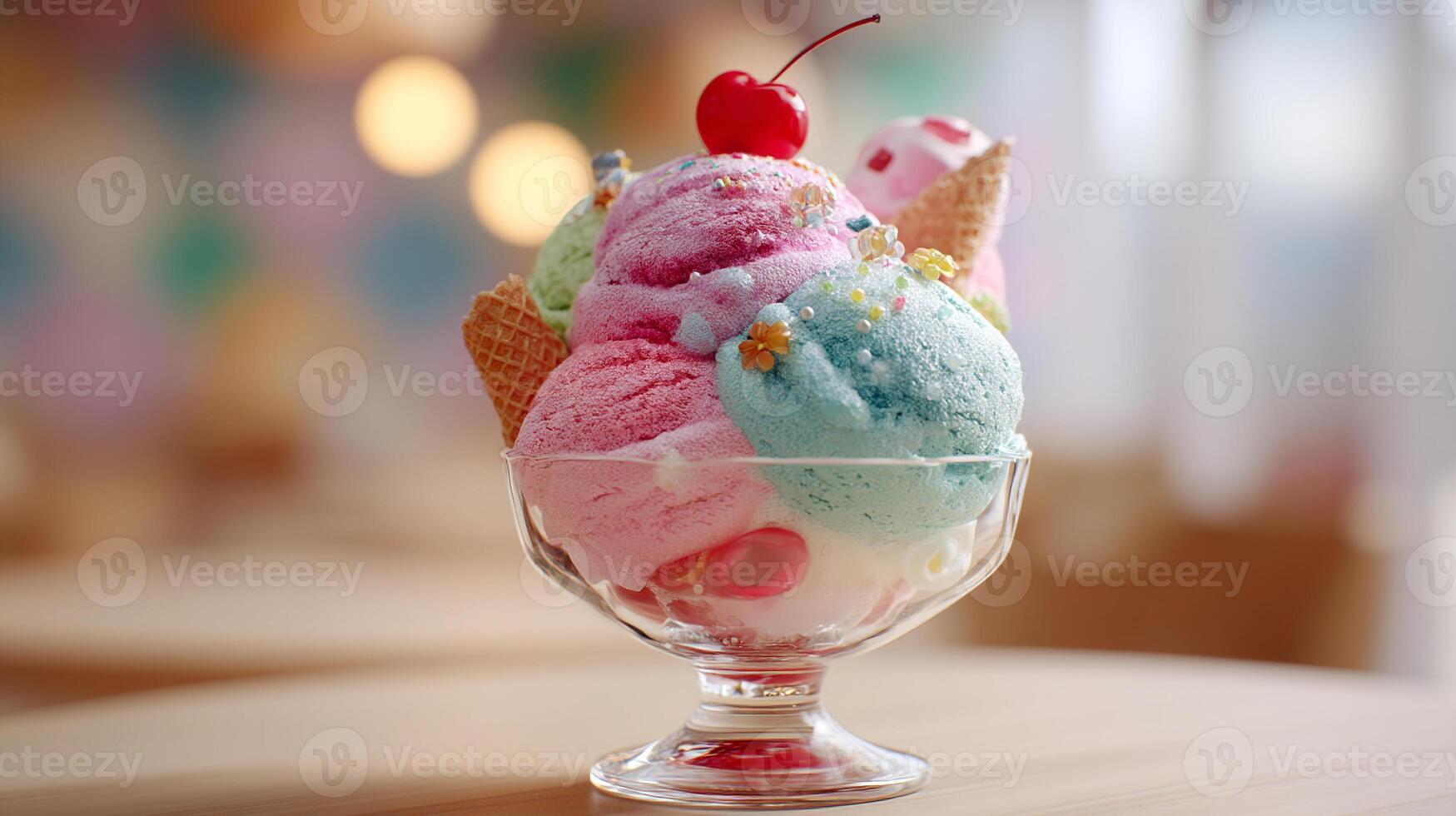 Frozen dessert ice cream photo in stock style with soft shadows