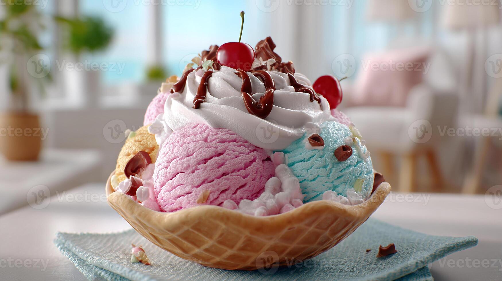 Frozen treat ice cream photo with elegant natural shadows