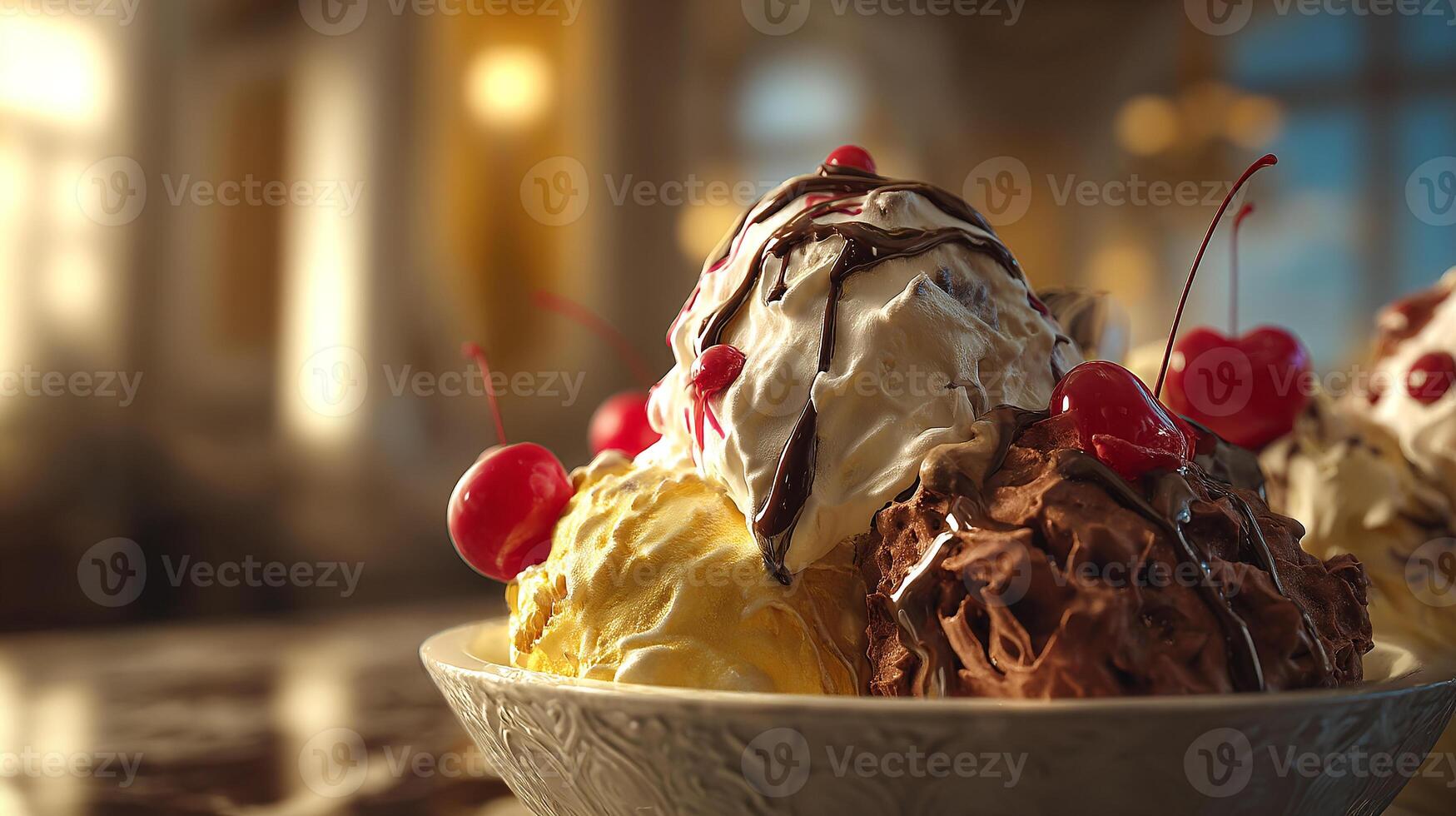 Realistic ice cream-photo in bright soft light photo