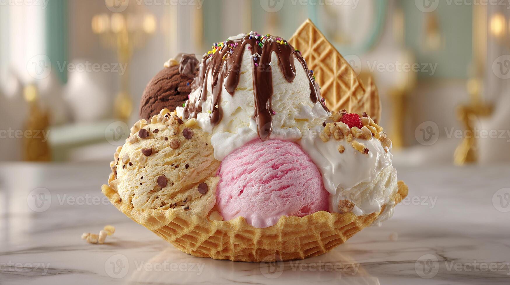 Creamy dessert ice cream photo with smooth light and shadow