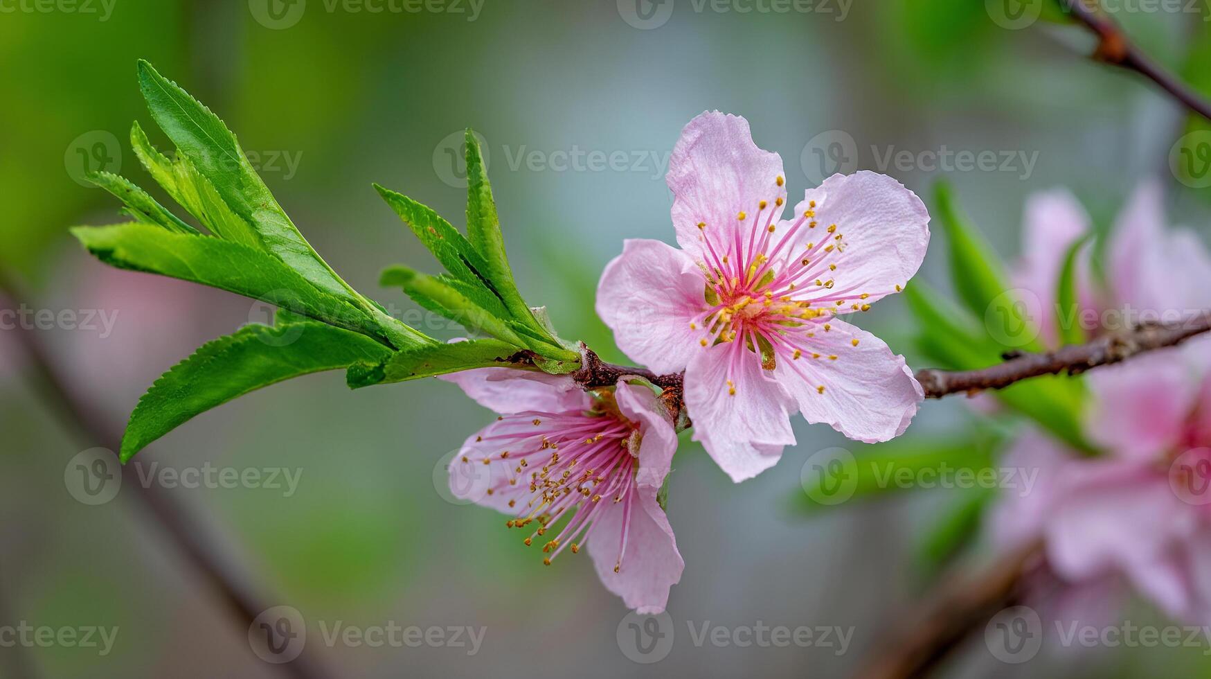 Sharp texture and blurred green in bright flower photo of spring flower