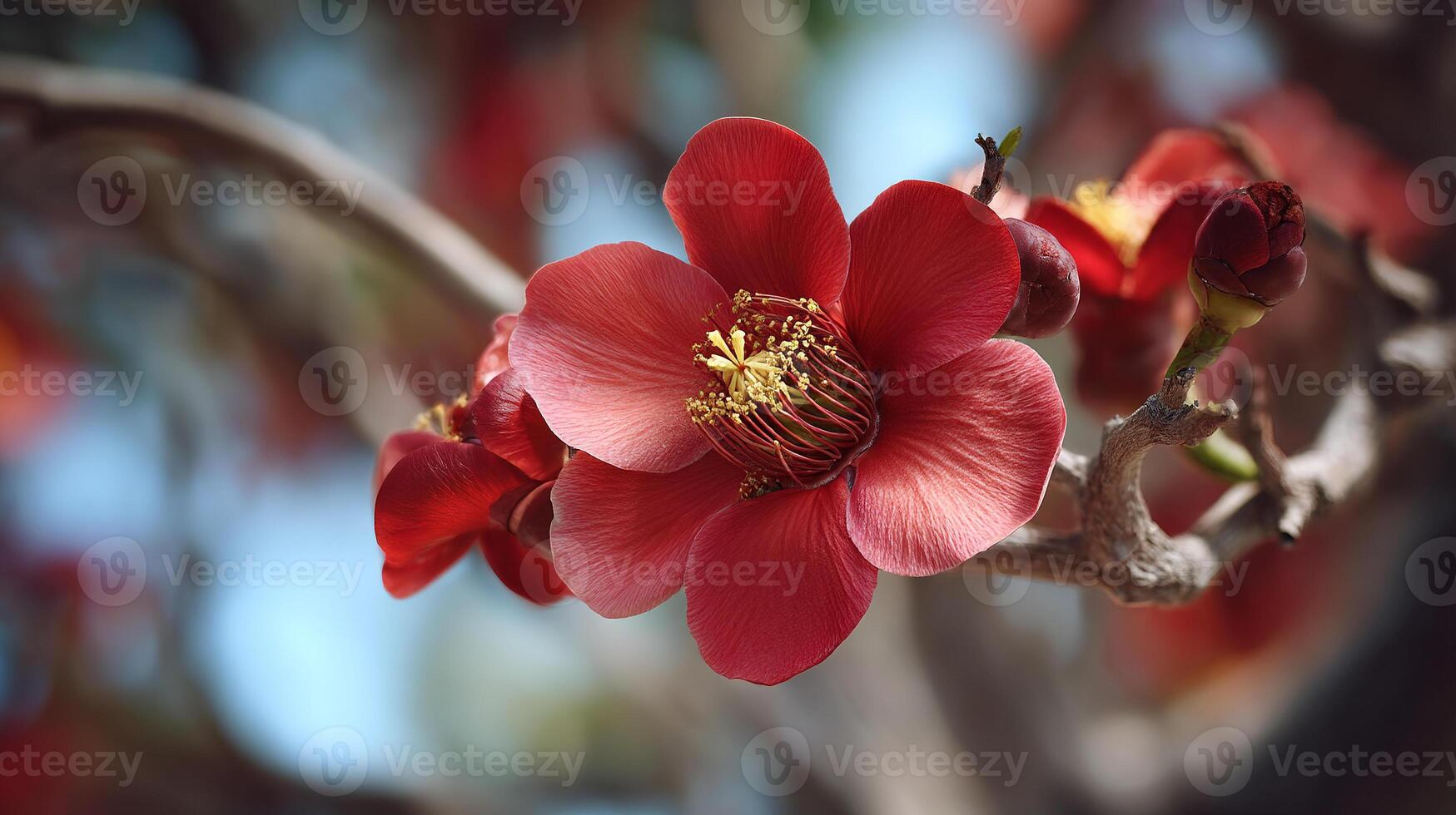 Tree flower in macro flower photo with lifelike natural colors
