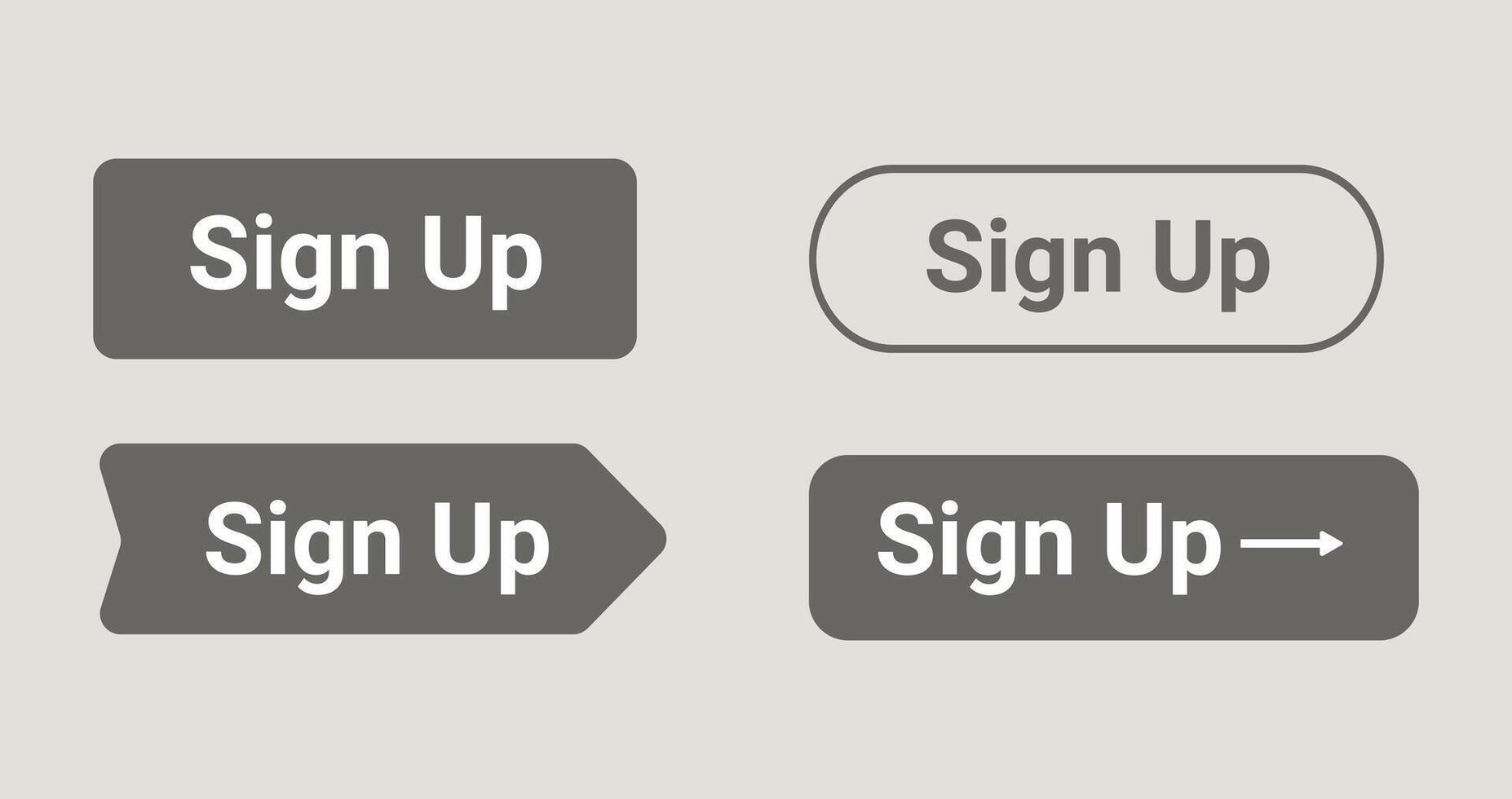 Different Sign-Up Button Styles, Unique Sign-Up Button Variations vector