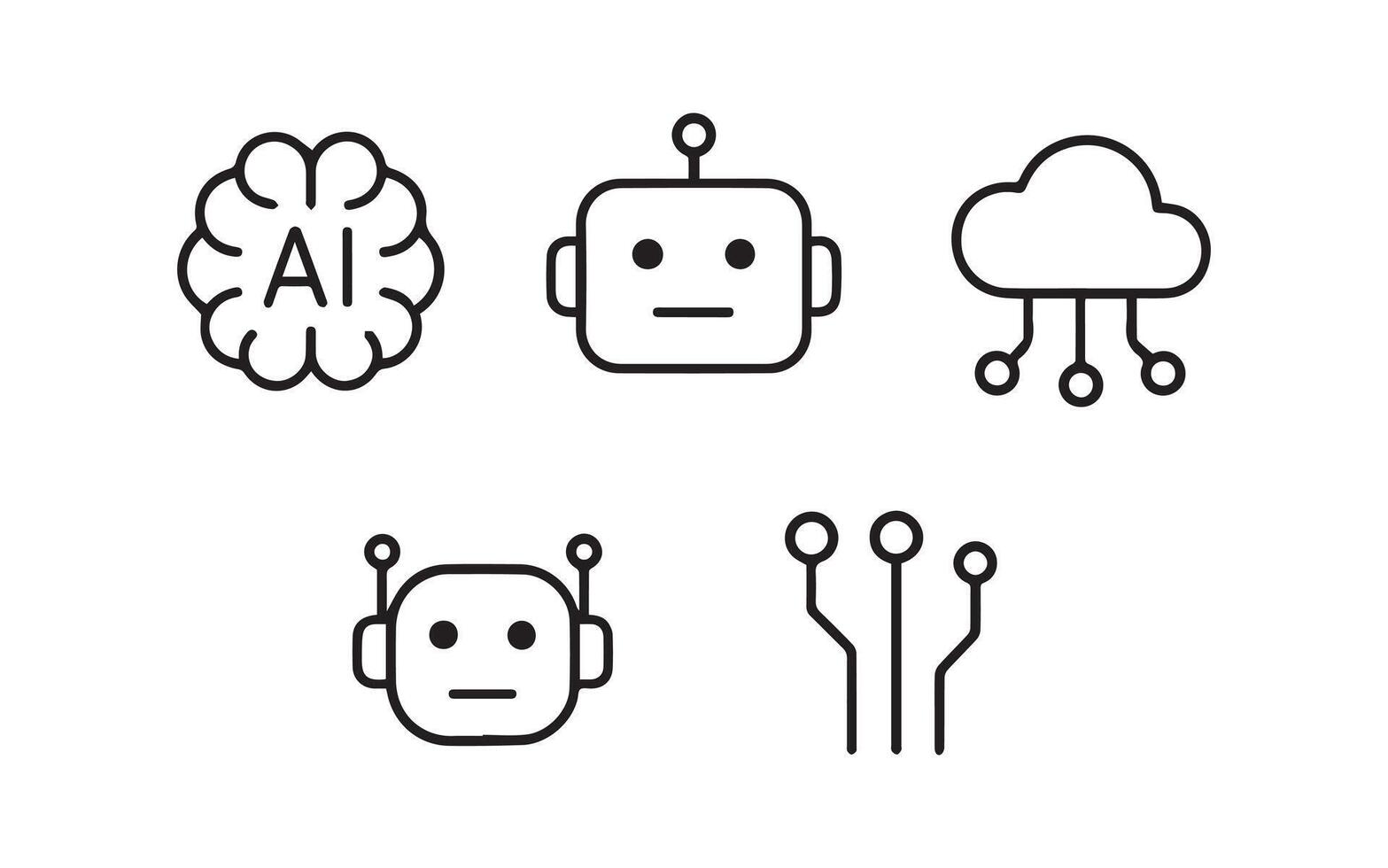 Artificial intelligence icon set illustrations. vector