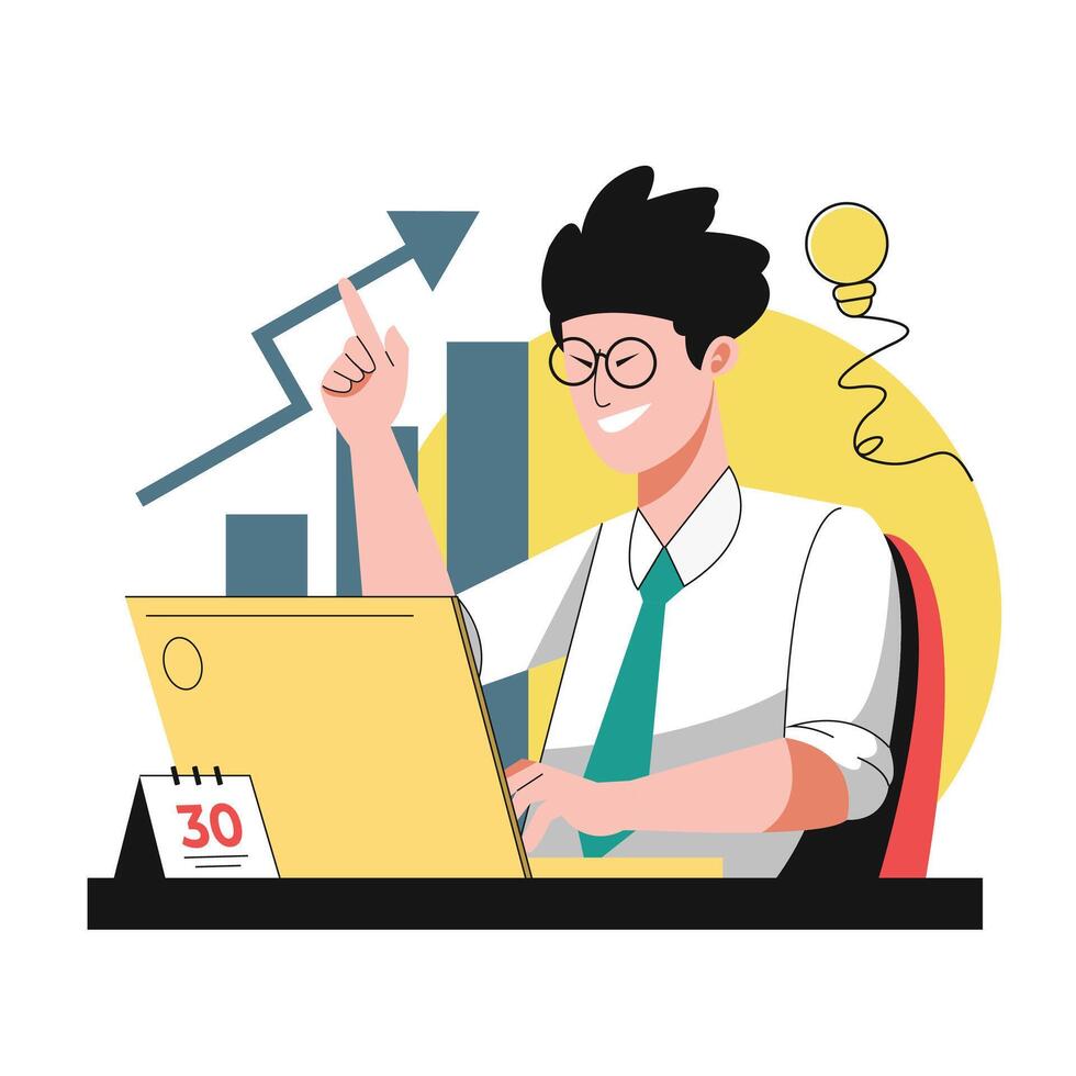 Successful businessman, Working on Laptop vector