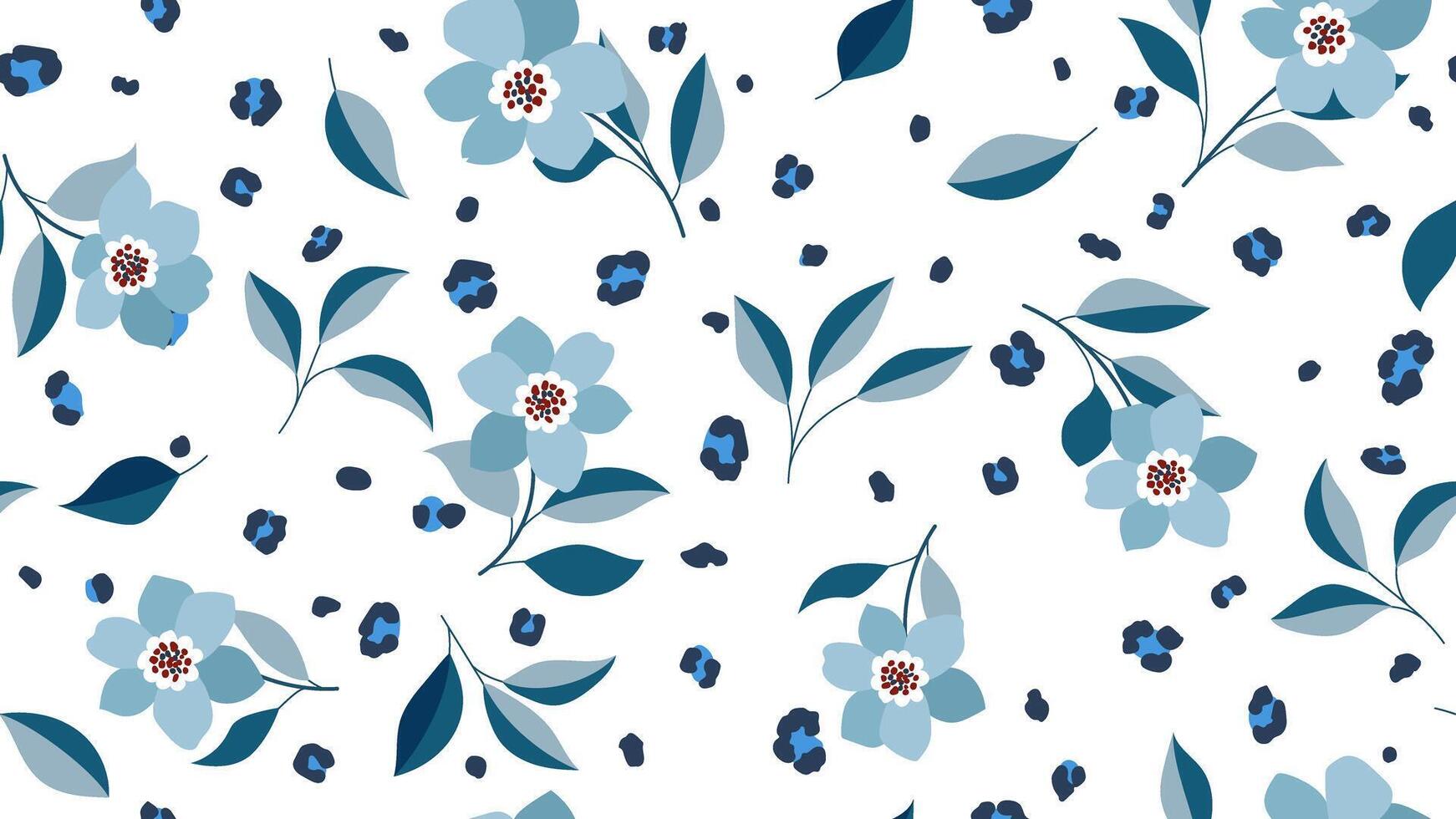 blue floral pattern design vector