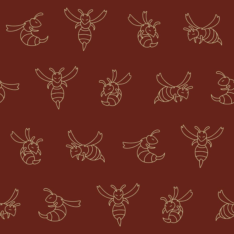 Outline Hornet Pattern Illustration Seamless for Wallpaper Background Cover Packaging vector