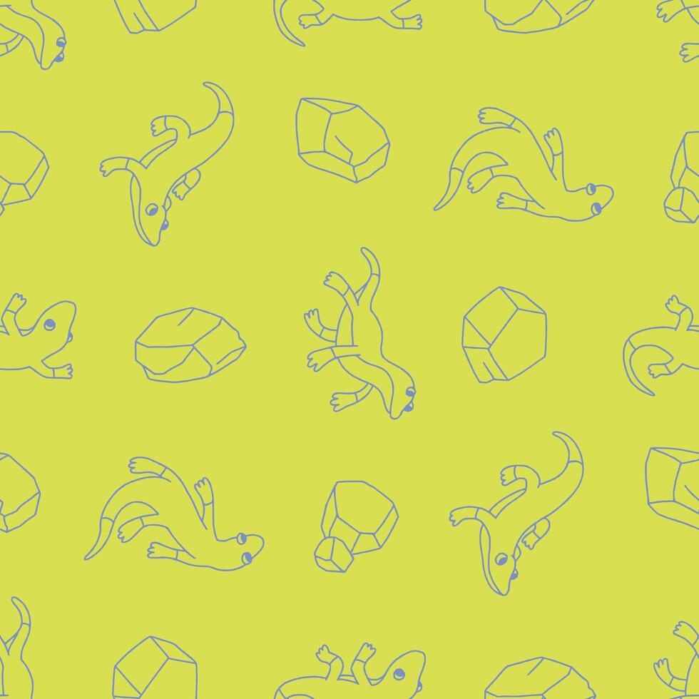 Outline Newt Animal Rock Pattern Illustration Seamless for Background Wallpaper Packaging vector
