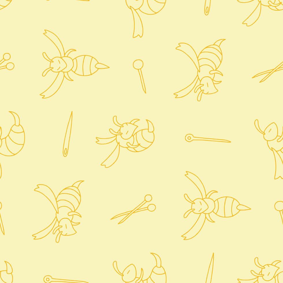 Outline Hornet Animal Needle Pattern Illustration Seamless for Background Wallpaper Packaging vector