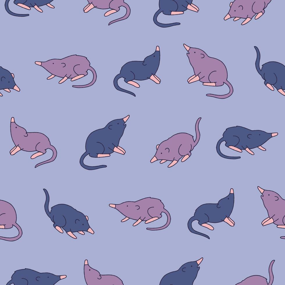 Pattern with cute cartoon mice vector